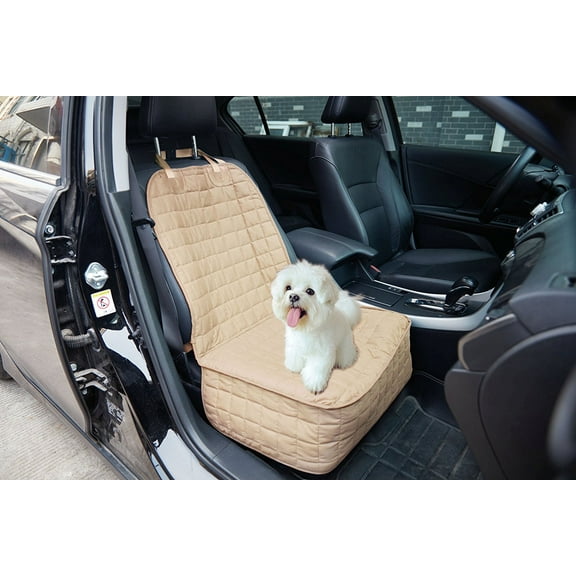 Micro SuedeWaterproof Nonslip Seat Covers for Dogs, Dog Seat Covers for Cars, Puppy Car Seat, Anti Scratch Blanket Mat for Truck Cars SUV Seat, Beige