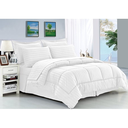 Elegant Comfort White 8 Piece Bed In a Bag Comforter Set with Sheets, Queen
