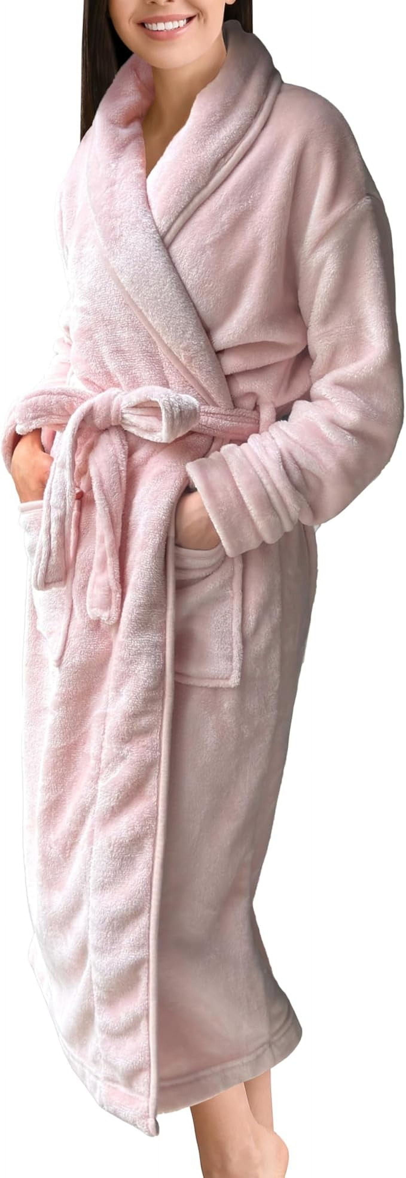 Elegant Comfort Women’s Plush Fleece Spa Bathrobe, Shawl Collar and ...