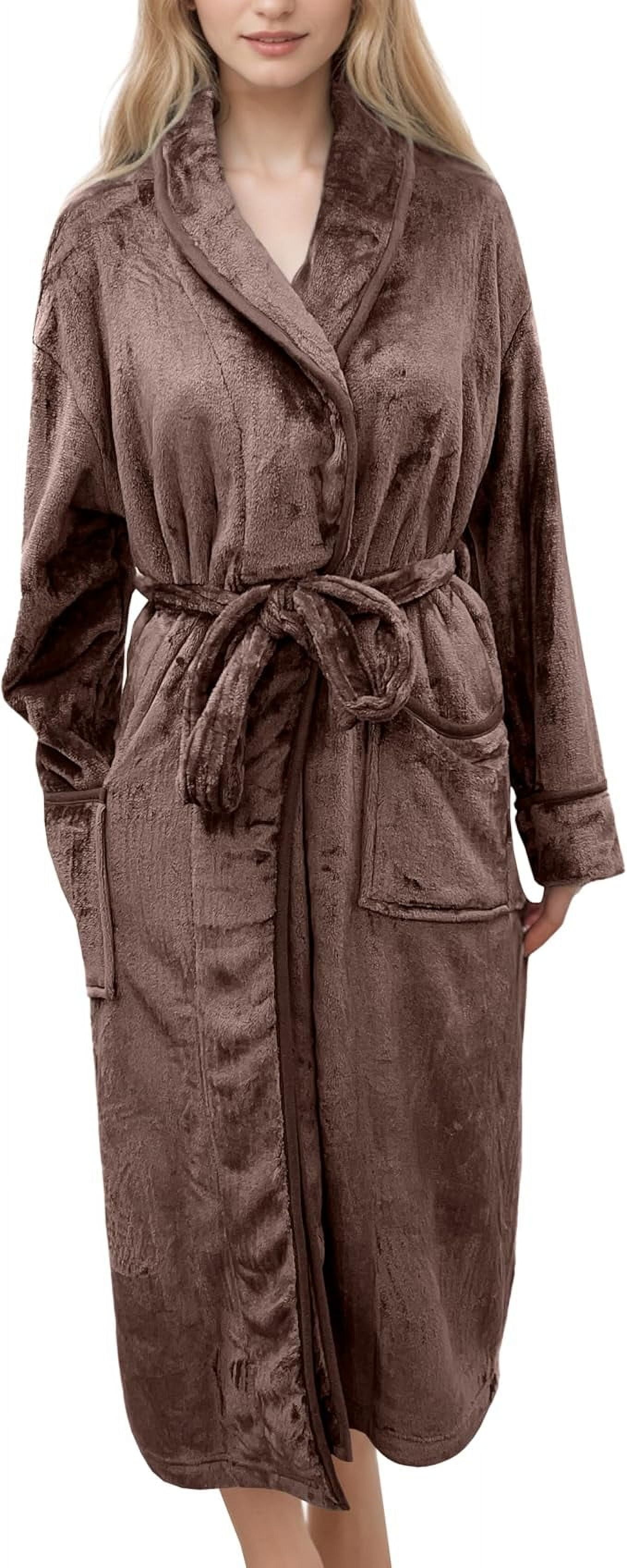Elegant Comfort Women’s Plush Fleece Spa Bathrobe, Shawl Collar and ...
