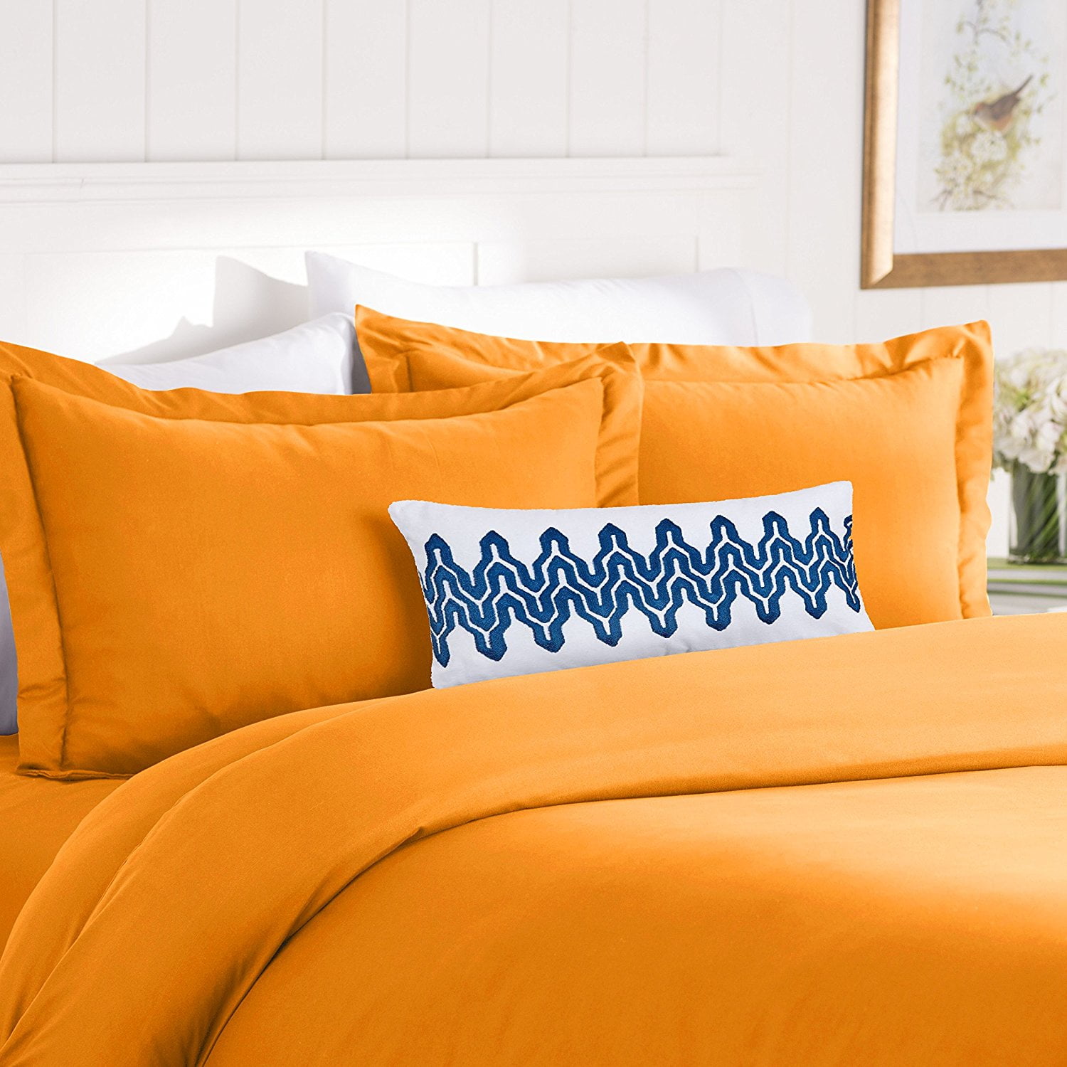 Elegant Comfort, Wrinkle & Fade Resistant 3-Piece Duvet Set King/Cal King Elite Orange, Solid