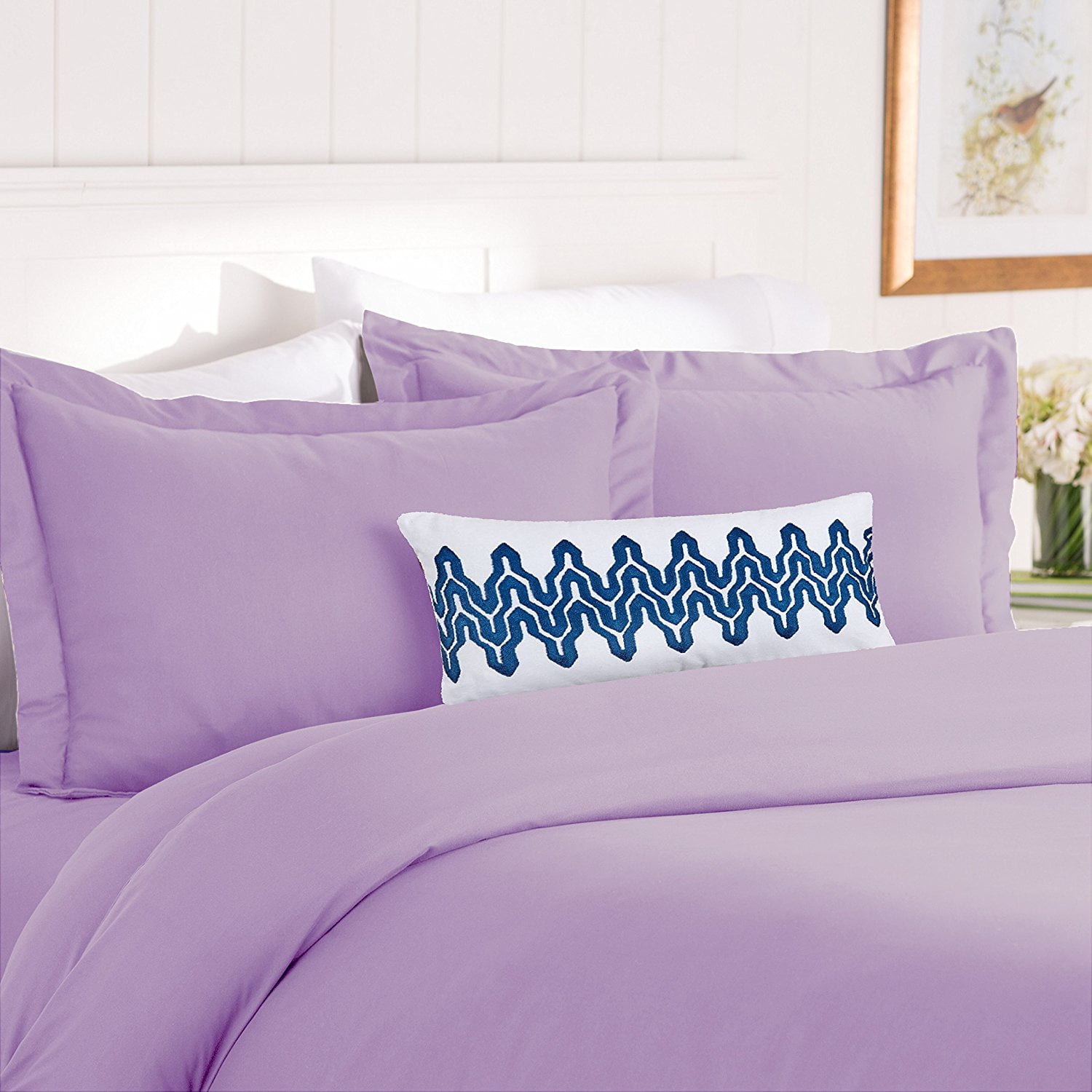 Elegant Comfort, Wrinkle & Fade Resistant 3-Piece Duvet Set King/Cal King Lilac, Solid Print