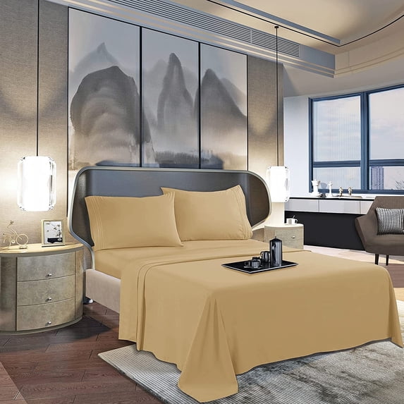 1500 Series Flat Sheet , Hotel Luxury- Soft Top Sheet, 1 Piece Twin/Twin XL, Gold