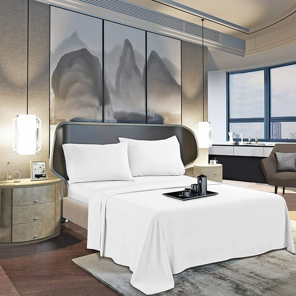 Elegant Comfort Luxury Microfiber Soft Wrinkle-free Flat Sheet, King, White