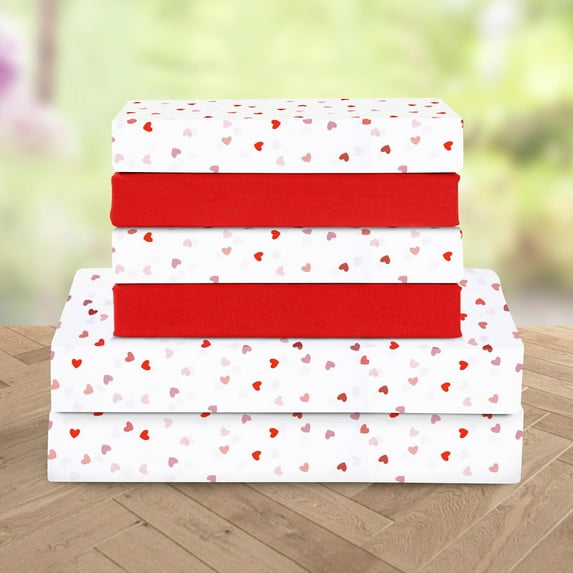 Elegant Comfort4-Piece Heart Pattern Bed Sheet Set, Twin, Valentina
