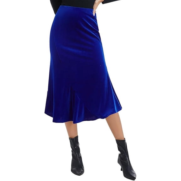 Elegant Commuter Skirt Slimming High Waist Long Midi Polyester Blend Fashionable Autumn New Style Half-length