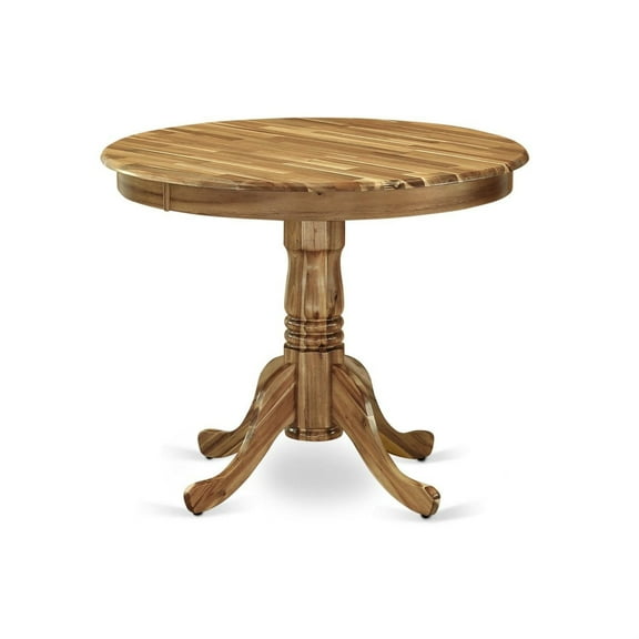 Elegant and Compact ANT-ANA-TP Antique Dining Table | Round Shape with Pedestal Base | Acacia Wood | Wood Texture Finish | 36" Diameter | Budget-Friendly | Ideal for Small Spaces