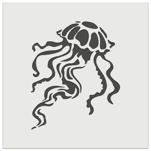 Elegant Compass Jellyfish Floating in the Ocean DIY Cookie Wall Craft Stencil - 9.0 Inch