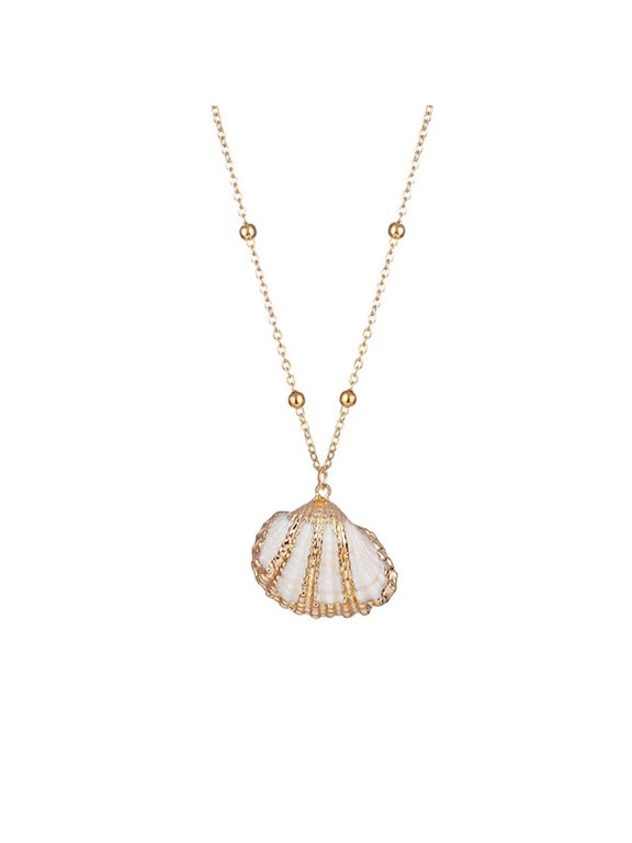 Elegant Conch Shell Necklace Adjustable Length Lightweight Alloy Clavicle Chain For Women Outdoor Beachwear Accessories