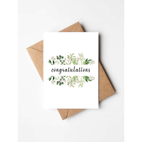 Elegant "Congratulations" Card with Floral Design – Perfect Greeting Card for Celebrating Achievements, Weddings, Graduations, and Special Occasions