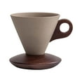 thumbnail image 1 of Elegant Conical Coffee Cup - Vintage Coarse Ceramic Mug with Wooden Handle and Base, 200ml Capacity, Ideal for Pour - Over Coffee and Tea, Heat Insulating Design,Multicolor, 1 of 5