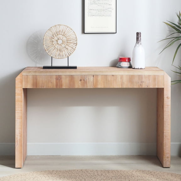 Elegant Console Table With Drawer - Natural Wood, Classic Style Rustic Finish, Compact Living Solution
