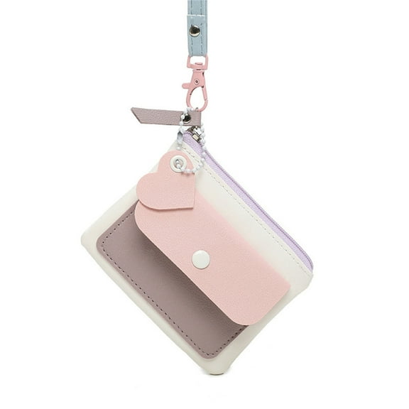 Elegant Contrast Color PU Leather Small Wallet Key Storage Bag for Ladies Zippered Coin Purse Card Holder Mini Pouches