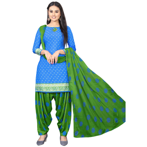 Elegant Cotton Blend Printed Dress Material with Dupatta For Women