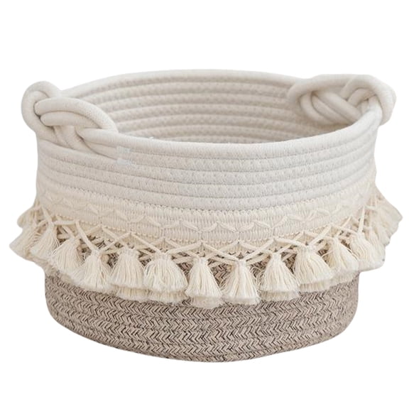 Elegant Cotton Rope Storage Basket Space Saving Cotton Rope Basket Storage Container with Tassels For Modern Homes