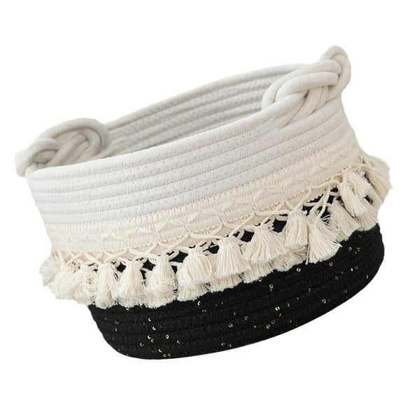 Elegant Cotton Rope Storage Basket Space Saving Cotton Rope Basket Storage Container with Tassels For Modern Homes