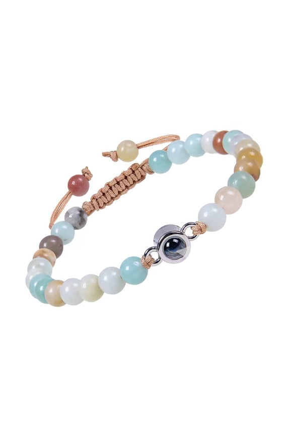 Elegant Couple's Bracelet Featuring 100 Languages I Loves You Projection in Sturdy Stylish Crystals Mattes Stone