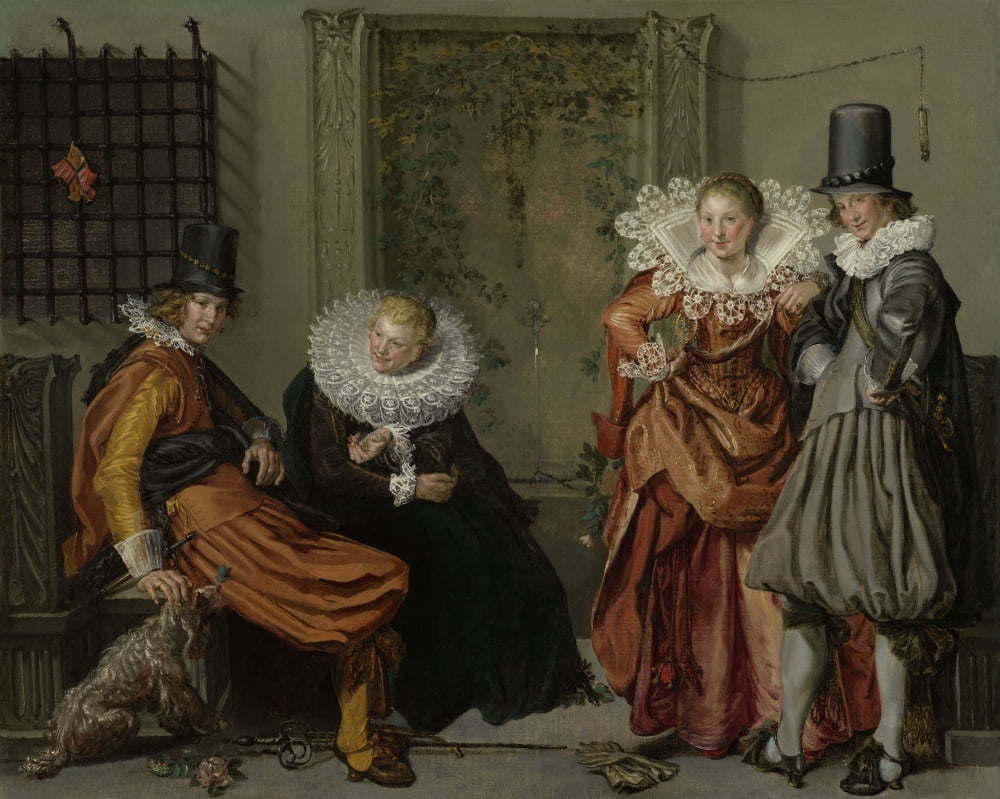 Elegant Couples Courting Canvas Art - (36 x 24)