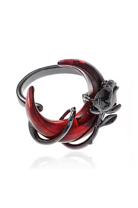 Elegant Crescents Rings Adjustable Open Blood Rose Finger Rings Fashion Statement Accessory for Women Everyday Wear