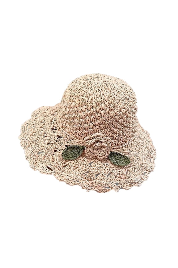 Elegant Crochet Hat With Ruffle Detail Womens Hats For Summer Beach Wide Brim