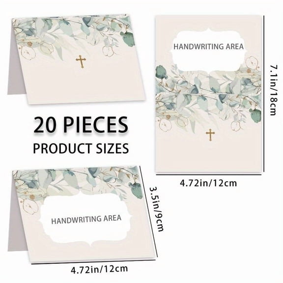 Elegant Cross Tent Card Set for Weddings, Conferences & Events Writable Table Place Cards for Customizable Seating, Name Tags, and Menu Displays