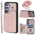 thumbnail image 1 of Elegant Crossbody Strap Wallet Case for Samsung Galaxy A14 5G with Card Holder, Shockproof Purse Magnetic Closure Phone Cover with Wrist Strap for Samsung Galaxy A14 5G - Rosegold, 1 of 11