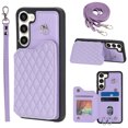 thumbnail image 1 of Elegant Crossbody Strap Wallet Case for Samsung Galaxy S23 with Card Holder, Shockproof Purse Magnetic Closure Phone Cover with Wrist Strap for Samsung Galaxy S23 - Purple, 1 of 12