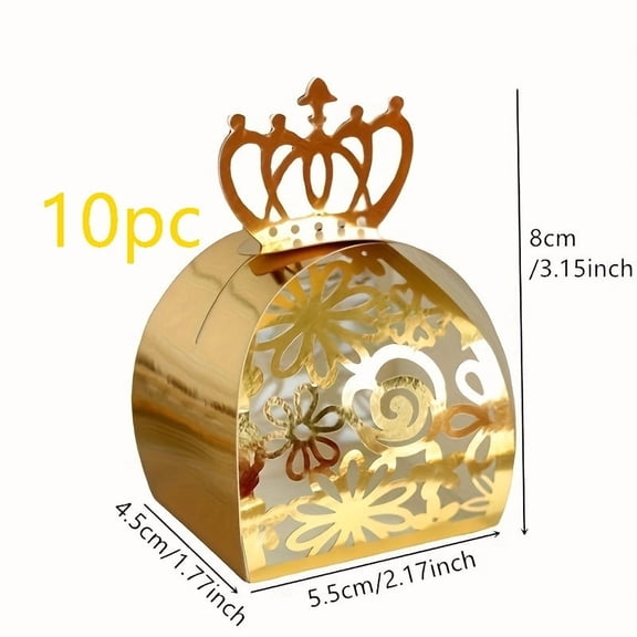 Elegant Crown Floral Hollow Wedding Candy Box - Eco-Friendly Gift Container for Birthdays, Weddings, and Festivals