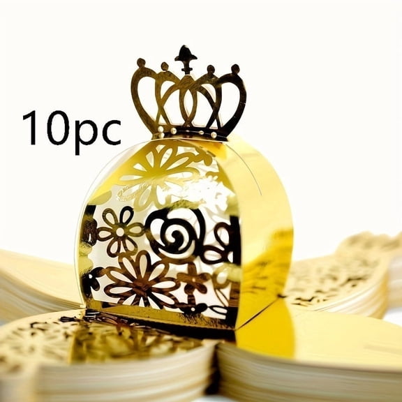 Elegant Crown Floral Hollow Wedding Candy Box - Versatile Gift Container for Birthdays, Weddings, and Festivals