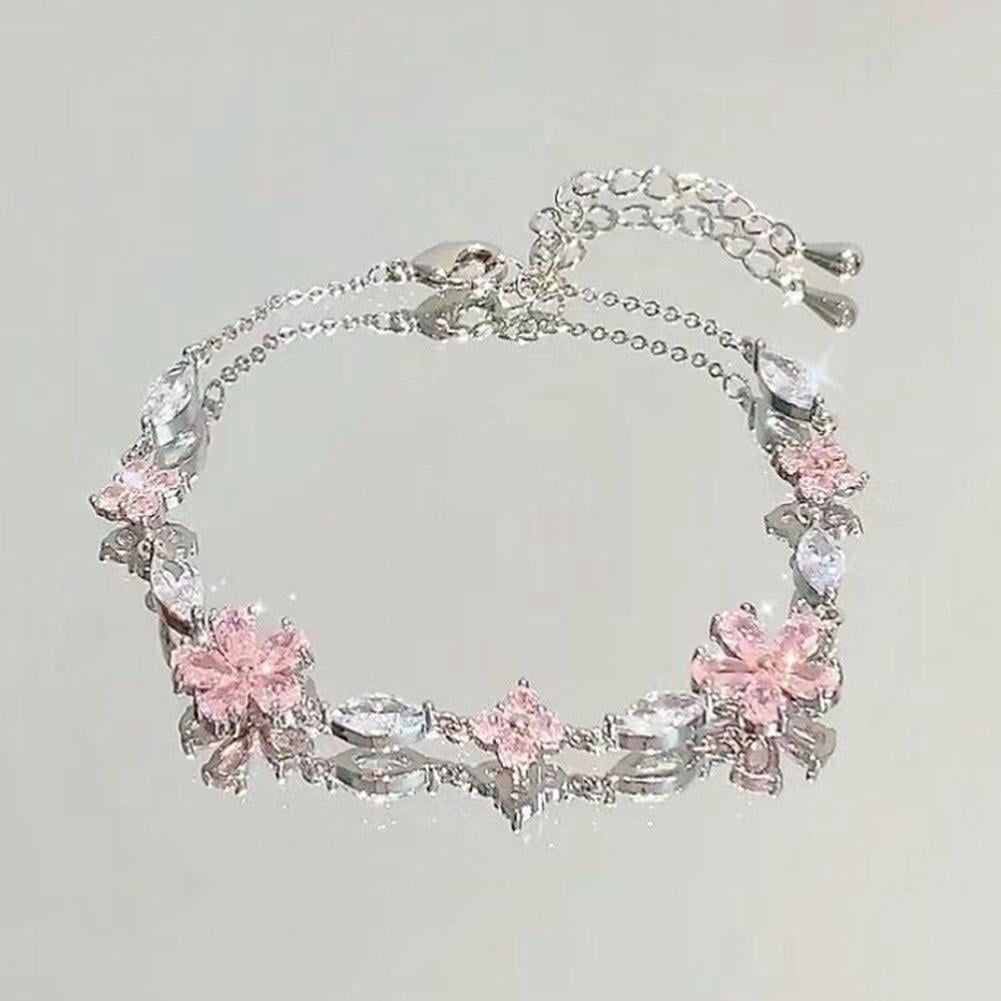 Elegant Crystal Flowers Bracelet For Women Sweet Girl Moon T0T Bow Blossom