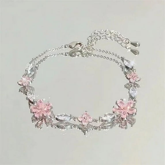 Elegant Crystal Flowers Bracelet For Women Y2K Sweet Girls Moon Cherry Blossom Bow Zircon Bracelets Luxury Designer Jewelry Gift