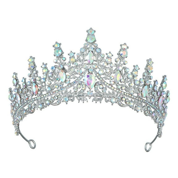 Elegant Crystal Rhinestone Crown Headband for Women, Sparkling Tiara Hair Accessory for Wedding, Birthday Party, Cosplay, Prom, Halloween, Adjustable Princess Crown for Bride Gray