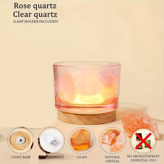 Elegant Crystal Stone Aromatherapy Flameless Table Lamp - Essential Oil Diffuser & Night Light for Home Decor