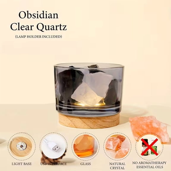 Elegant Crystal Stone Aromatherapy Flameless Table Lamp - Essential Oil Diffuser & Night Light for Home Decor