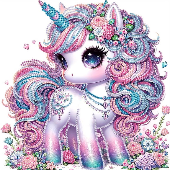 Elegant Curly Hair Unicorn Horse Diamond Art Painting Kit