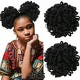 thumbnail image 1 of Elegant Curly Ponytail Drawstring Bun with Petal Braided Clip On Extension for Women Natural Hairstyle, 1 of 3