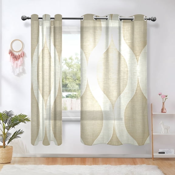 Elegant Curve Blackout Curtains 63 inch Length 2 Panels Window Decoration Curtains for Bedroom Living Room