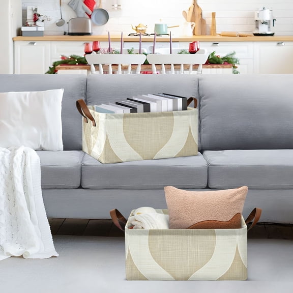 Elegant Curve Storage Bins with Handles Foldable Storage Baskets for Shelves Organizer Cloth Baskets
