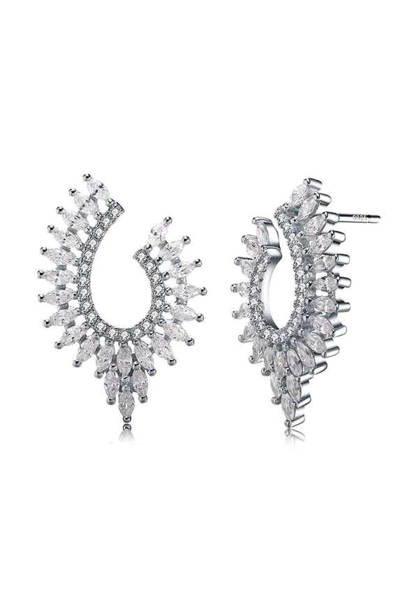 Elegant Curved Stud Earrings for Women Marquise Cubic Zirconia Ginger Lyne Collection