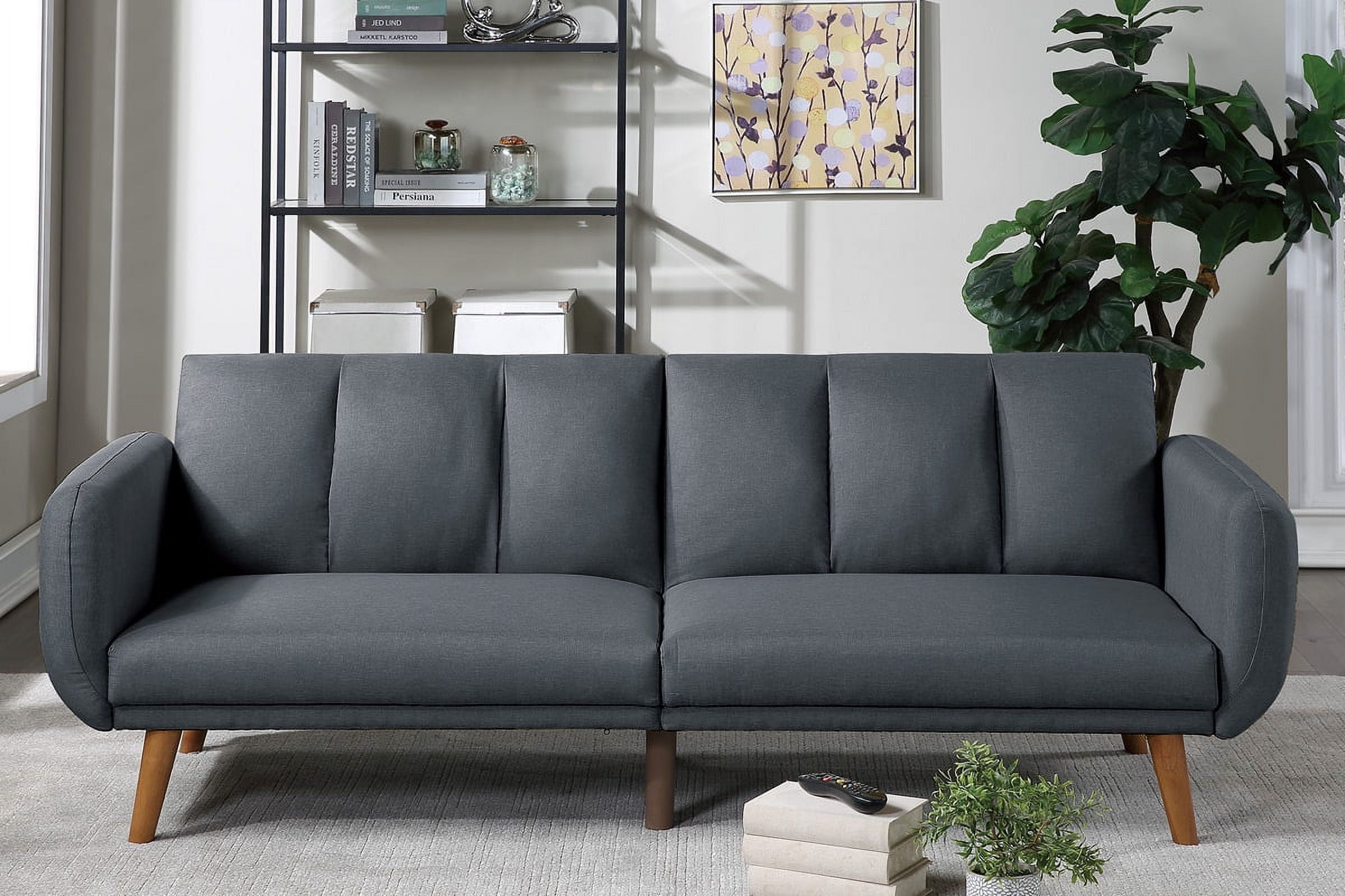 Elegant Cushion Couch Sofa Blue Grey Polyfiber 1pc Sofa Convertible Bed ...