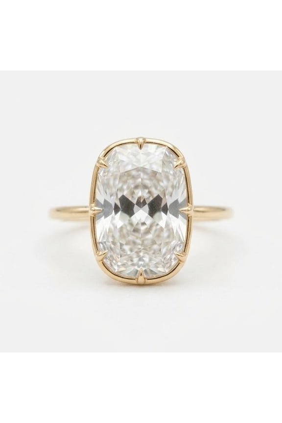 Elegant Cushion Cut Solitaire Diamond Ring, Large Cushion Diamond Engagement Ring, Statement Anniversary Gift, Perfect Proposal Ring, April Birthstone Ring, Handmade Jewelry