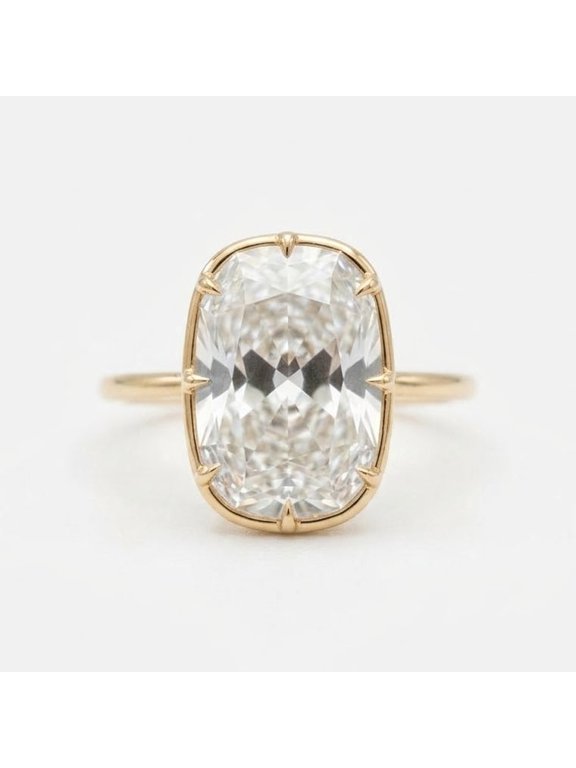 Elegant Cushion Cut Solitaire Diamond Ring Large Cushion Diamond Engagement Ring Statement Ring, Proposal Ring April Birthstone Ring Handmade Jewelry