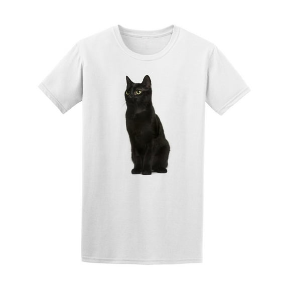 Elegant Cute Black Cat Sitting T-Shirt Men -Image by Shutterstock, Male 4X-Large