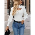 thumbnail image 1 of Elegant Cutout High Neck Puff Sleeve Sweater, 1 of 5