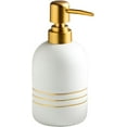 thumbnail image 1 of Elegant Cylinder-Shaped Soap Dispenser, Matte Ceramic Bottle Designed with Simple Golden Lines(Black), 1 of 11