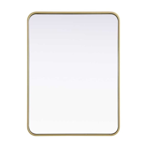Elegant Decor Contour Metal Rectangle Mirror 24x32 in Brass