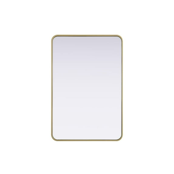 Elegant Decor Contour Metal Rectangle Mirror 27x40 in Brass
