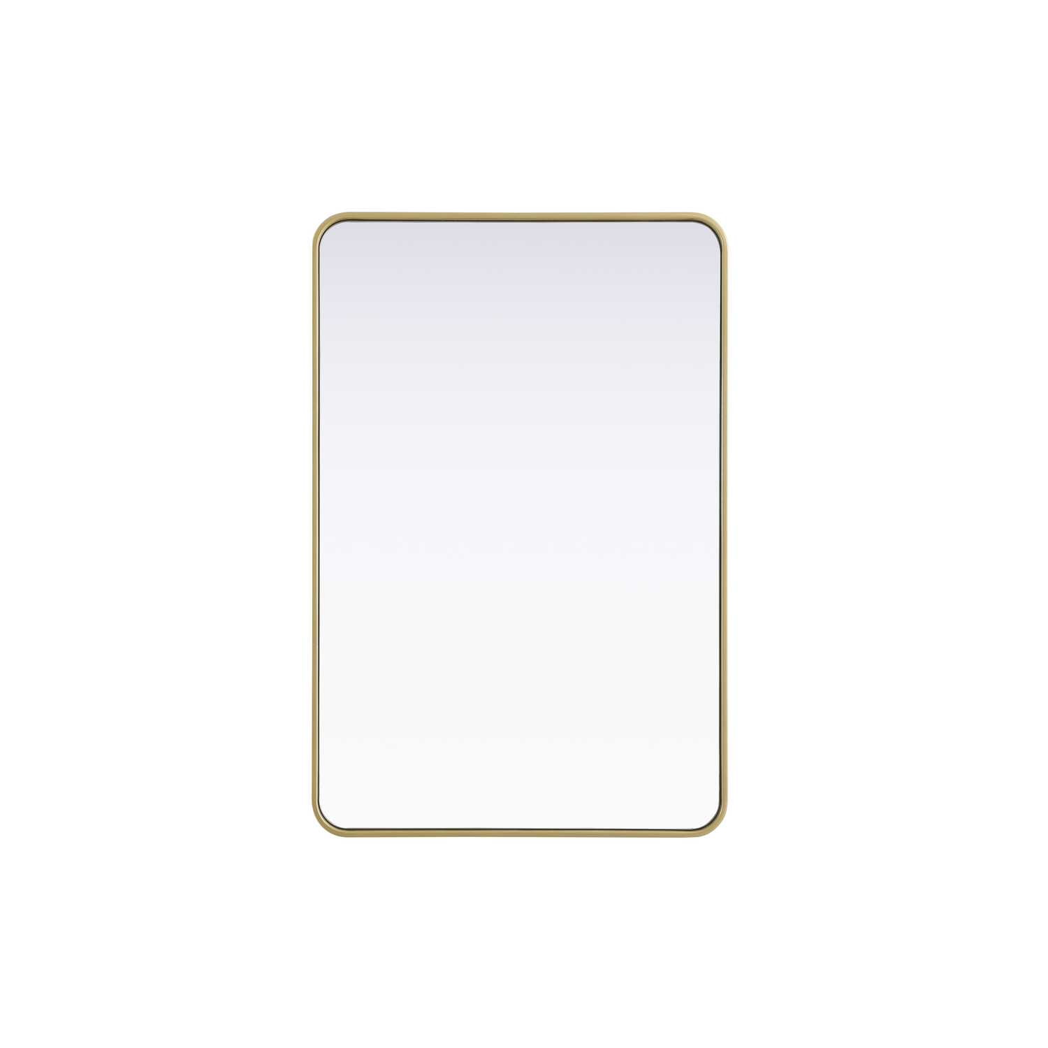 Rectangular Brass and Silver Metal Mirror with Rounded Corners