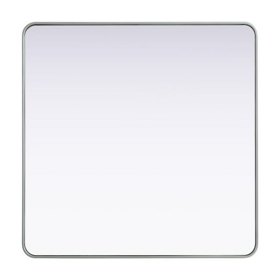 Elegant Decor Contour Metal Square Mirror 42x42 in Silver