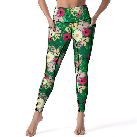 Elegant Daisy Leggings White Flower Print Push Up Yoga Pants Stretch Yoga Legging Female Graphic Running Sports Tights
